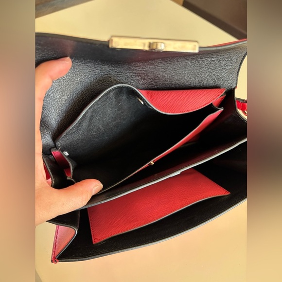 PRADA Saffiano Lux Sound Shoulder Bag Pink Clutch Silver - Picture 9 of 16